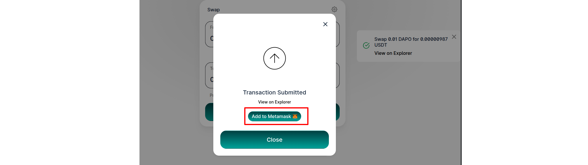 Token selection in swap interface
