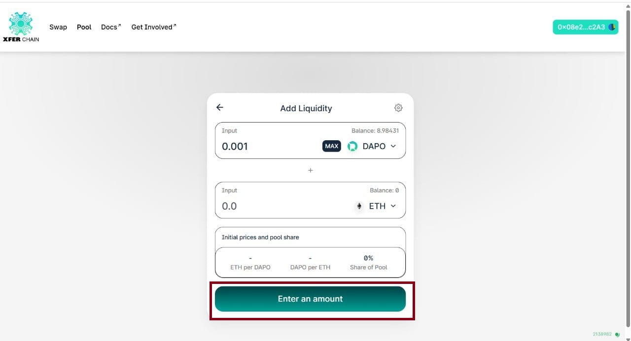 Token selection in swap interface