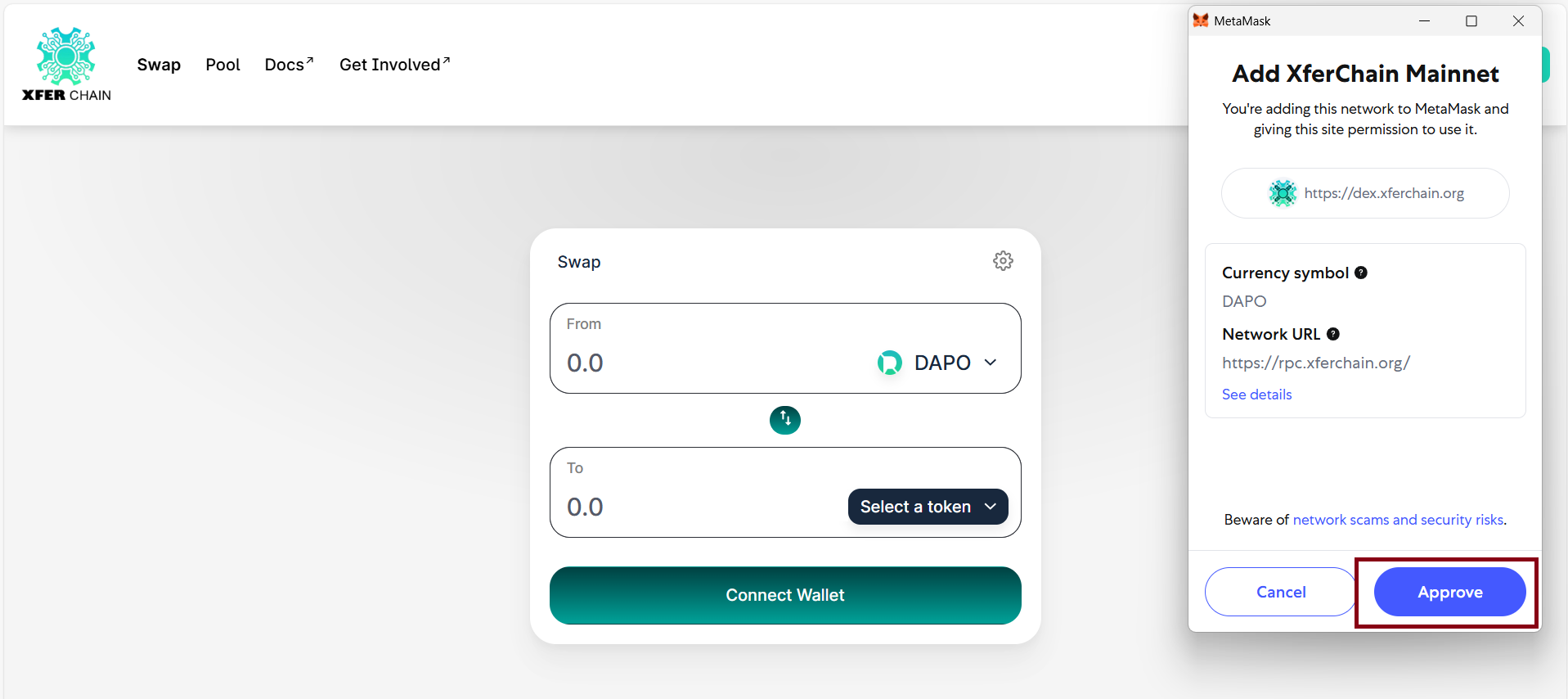 Wallet connection interface