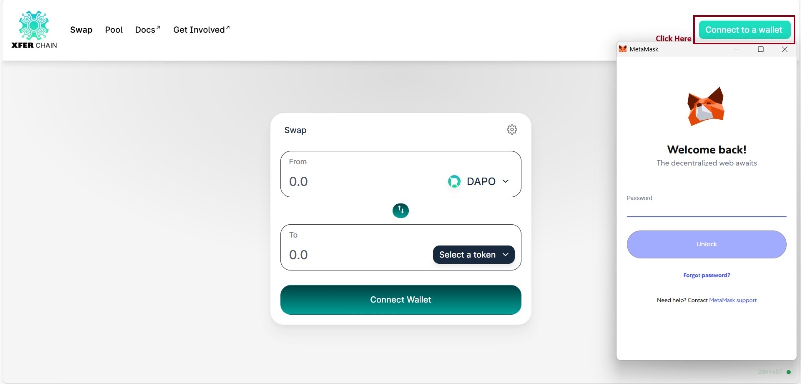 Wallet connection interface
